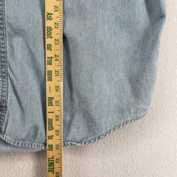 MARLBORO COUNTRY STORE Shirt Mens L Denim Button Up Cowboy Vintage Cotton Blue - Picture 11 of 12